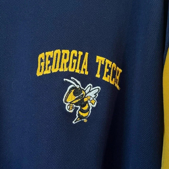 Georgia Tech Mens Navy Blue Polo Shirt Sz XL Embroidered Logo Short Sleeve *read - Picture 5 of 10